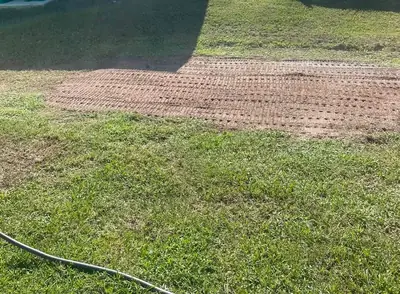 Fresh sod pieces laid in a front yard